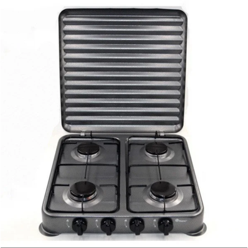 Настільна газова плита на 4 конфорки під балонний газ 49,5х49,5х9 см DOMOTEC MS-6604 Grey