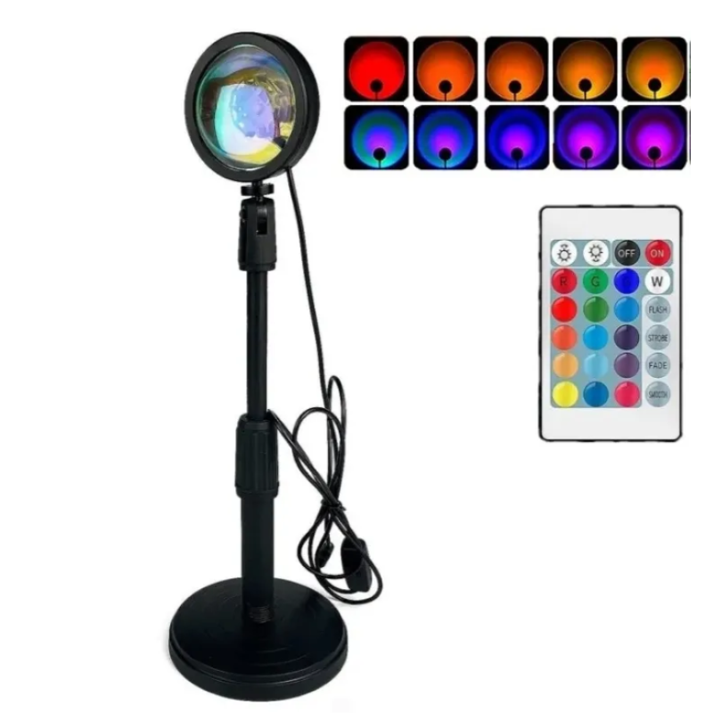 Підлогова лампа захід сонця 16 кольорів RGB Golden LED Sunset Lamp 23 см. проекційний світильник-торшер