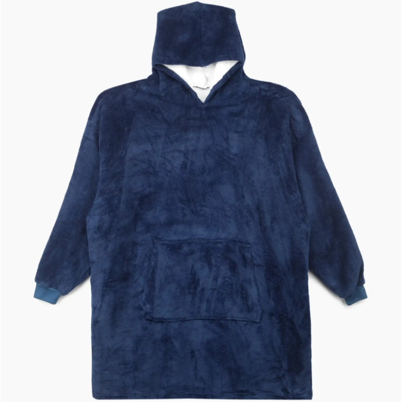 Толстовка з капюшоном - плед Soft Hoodie теплий халат худі One Size (Синій)