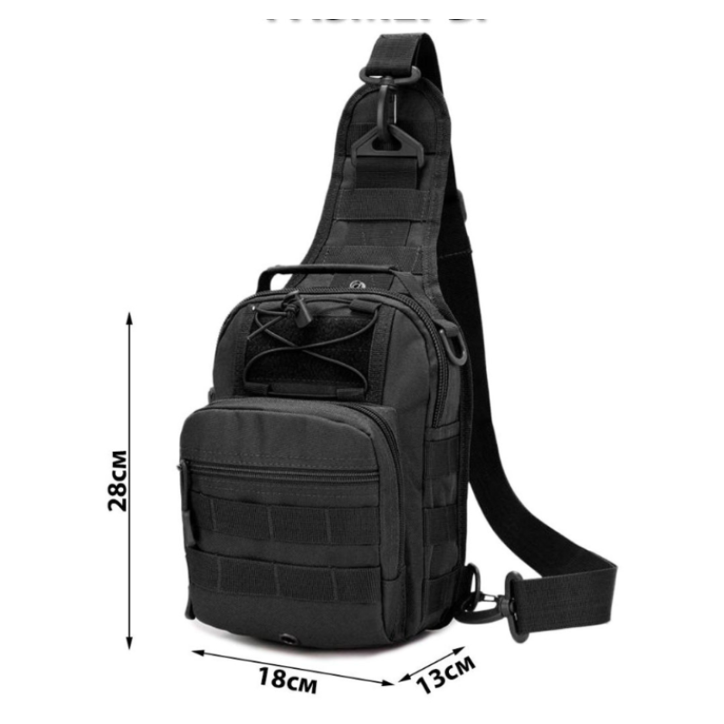 Універсальна сумка 53 см х 22 см х 18 см чоловічий рюкзак-слінг через плече Black