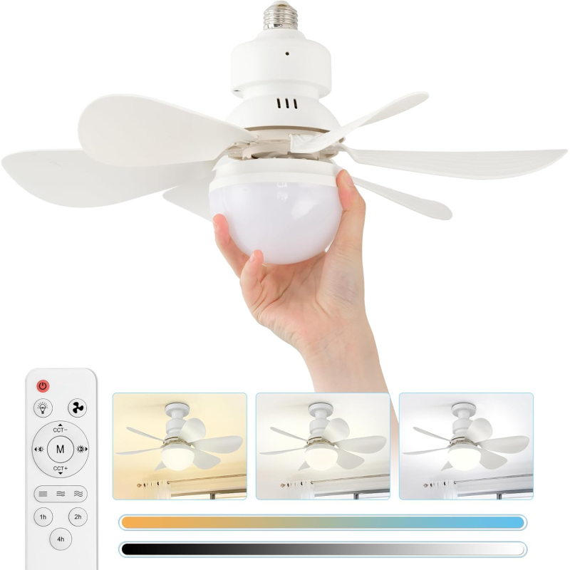 Лампа-вентилятор стельовий E31 40W з регулюванням швидкості та дистанційним керуванням PO-1232 White