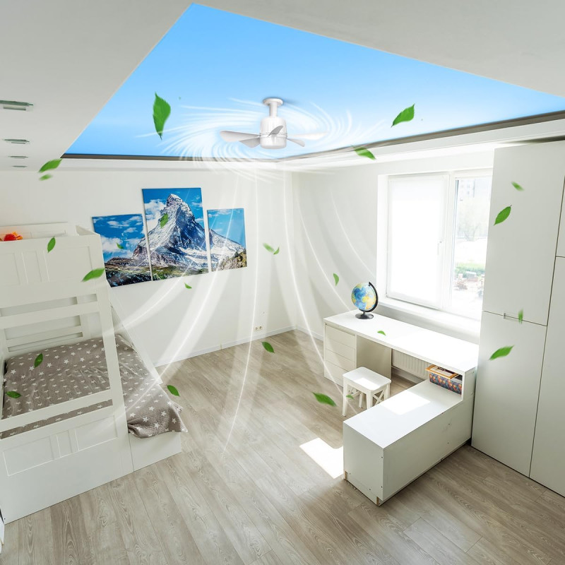 Лампа-вентилятор стельовий з пультом в патрон E30 23W PO-1233 White