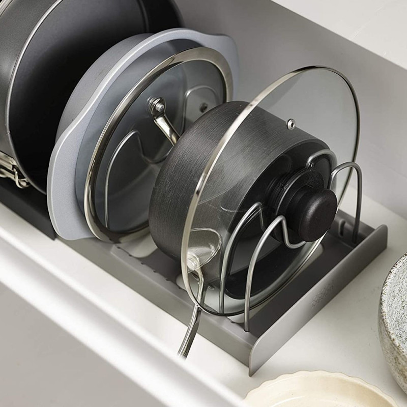 Органайзер розсувний для кришок і посуду з піддоном Easy Save ES-8765 Grey