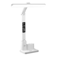 Настільна LED лампа 6W 3000-6000K 800lm на акумуляторі з годинником 801S White