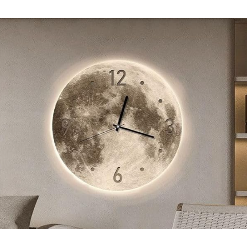 Настінний LED годинник "Місяць" 50x50см з led підсвічуванням арабські цифри Moon Led (ML-0989)