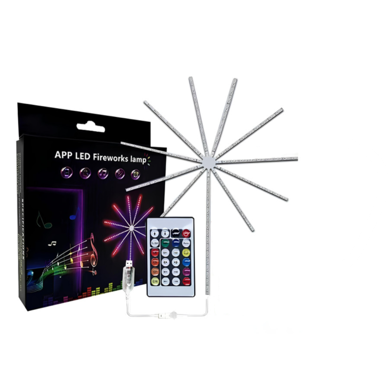 Світлодіодний Led феєрверк, програмована USB стрічка на стіну з APP Bluetooth, 1м + 0.5м SFK-18 RGB