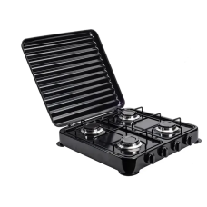 Настольная газовая плита на 4 конфорки под баллонный газ 49,5х49,5х9 см Rainberg RB-2227 White