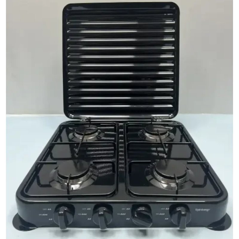 Настольная газовая плита на 4 конфорки под баллонный газ 49,5х49,5х9 см Rainberg RB-2227 White Настольная газовая плита на 4 конфорки под баллонный газ 49,5х49,5х9 см Rainberg RB-2227 White