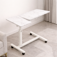 Приліжковий столик-підставка для ноутбука на коліщатках із подвійною стільницею з поворотом на 360° MT-7858 White