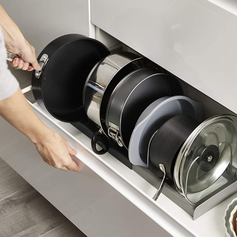 Органайзер розсувний для кришок і посуду з піддоном Easy Save ES-8765 Grey