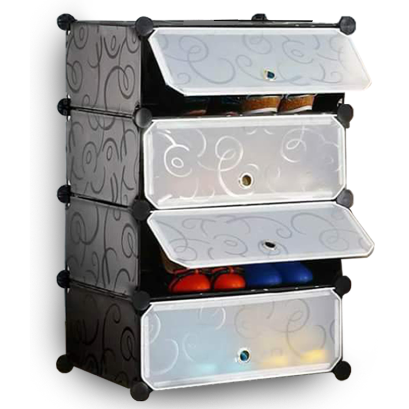 Шафа для взуття на 4 полиці пластикова 39x35x72см MP A1-4 Black/Grey