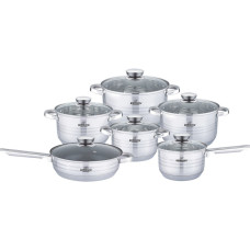 Кухонний набір посуду з 12 предметів з нержавіючої сталі для всіх видів плит Bohmann BH 1241-12 Silver