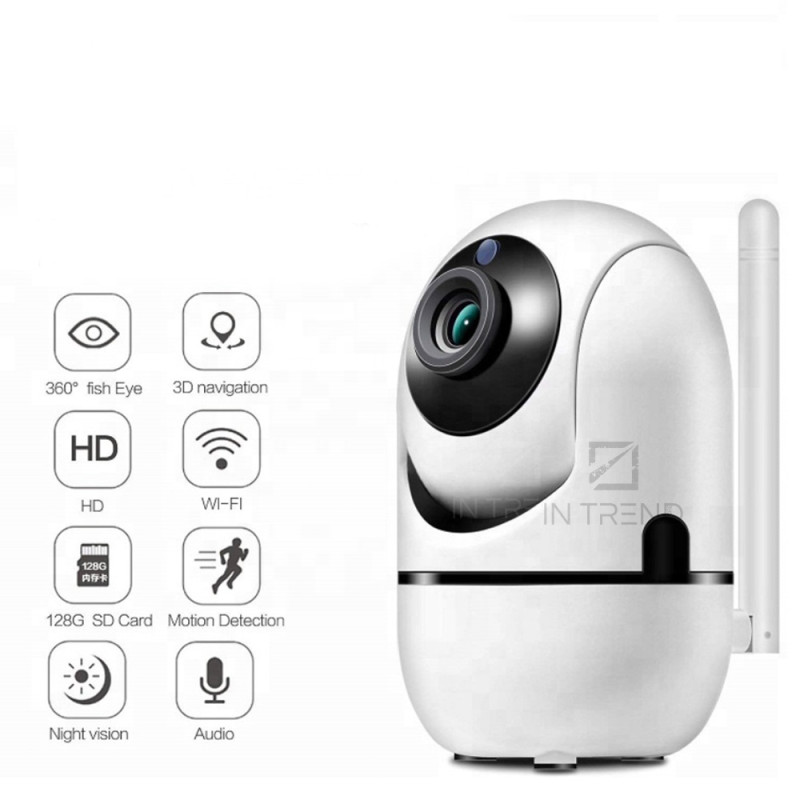 Поворотна бездротова IP камера відеоняня Wifi з мікрофоном, звуком і нічним баченням, датчиком руху QC011 White Поворотна бездротова IP камера відеоняня Wifi з мікрофоном, звуком і нічним баченням, датчиком руху QC011 White