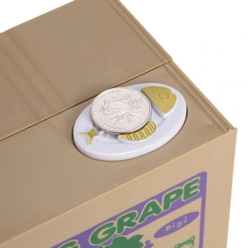 Інтерактивна дитяча скарбничка для монет Злодюжка монет Кіт у коробці забирає лапою монети Brown