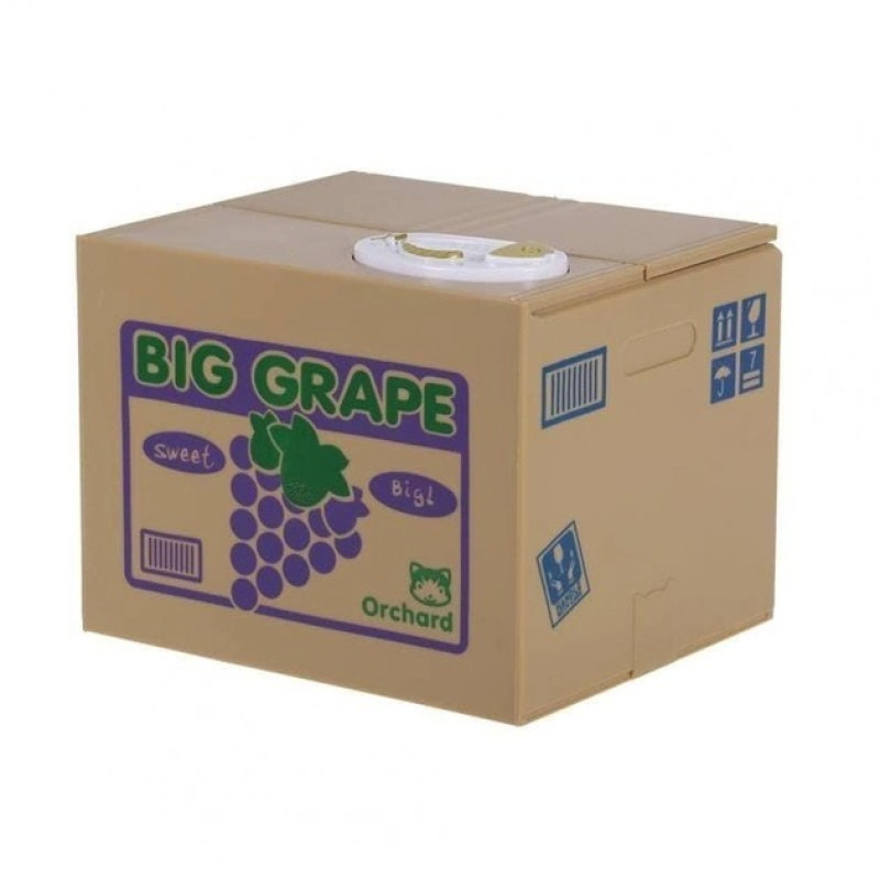 Інтерактивна дитяча скарбничка для монет Злодюжка монет Кіт у коробці забирає лапою монети Brown