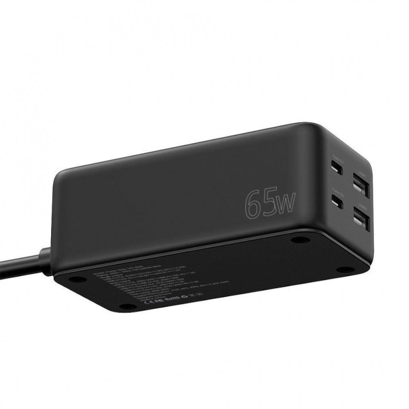 Мережевий фільтр подовжувач 1,5м Зарядний Пристрій 65W 1AC з 2 Type-C + 2USB Power Strip Homester PD-03 Black