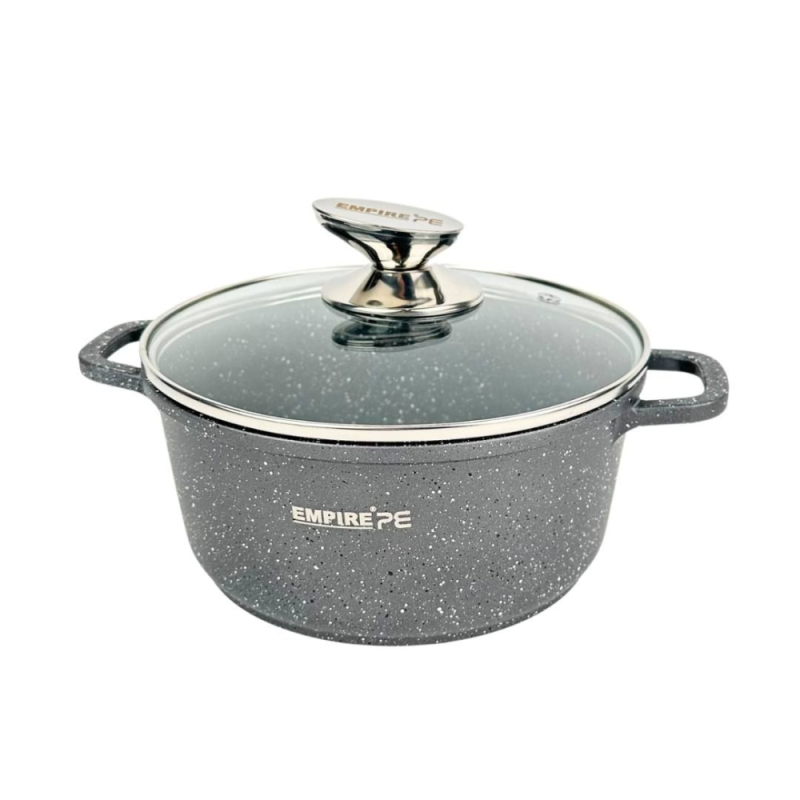 Набор посуды с 16 предметов каструли и сковорода с стекляными кришками Empire EM-7338 Gray