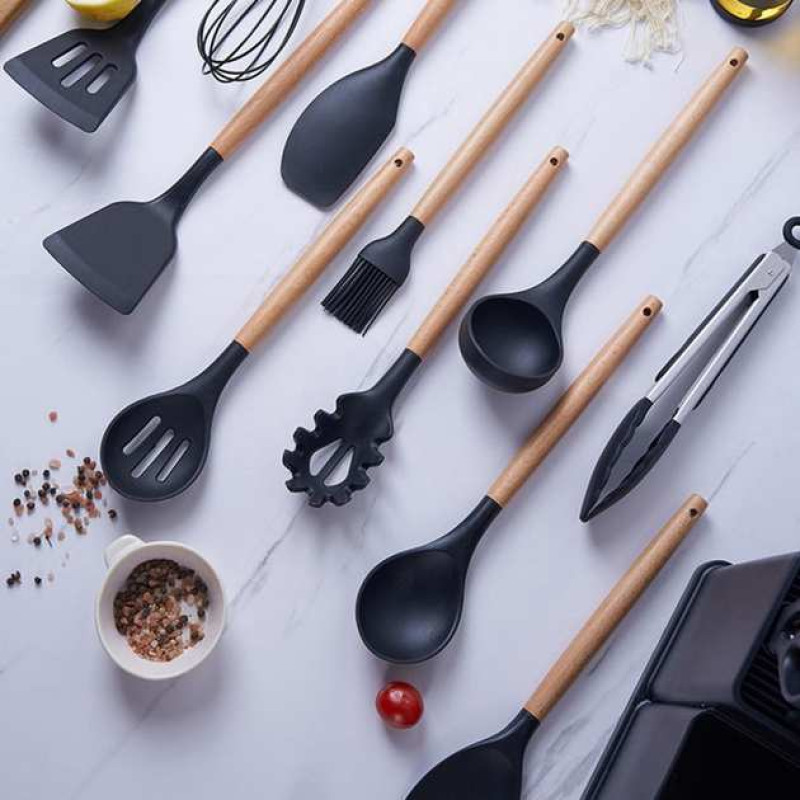 Набір кухонного приладдя Kitchen Ware з 19 предметів з ножами та дошкою KW-1902 Black