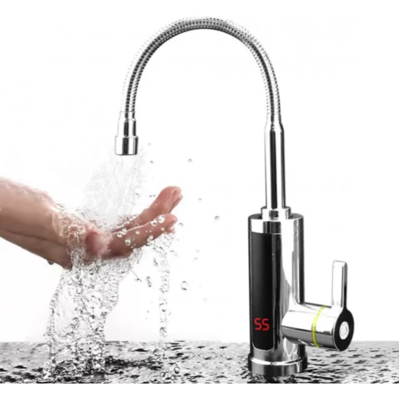 Гнучкий електричний проточний водонагрівач / Цифровий міні-бойлер кран з LCD екраном (RX-011-1)