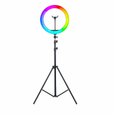 Різнокольорова кільцева RGB LED лампа 33 см + штатив 2м RGB MJ36