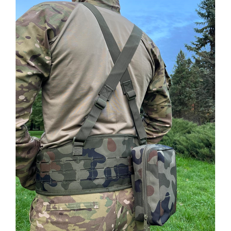 Тактичний розвантажувальний пояс із підтяжками та підсумком Dominator One Size ремінно плечова система розгрузка
