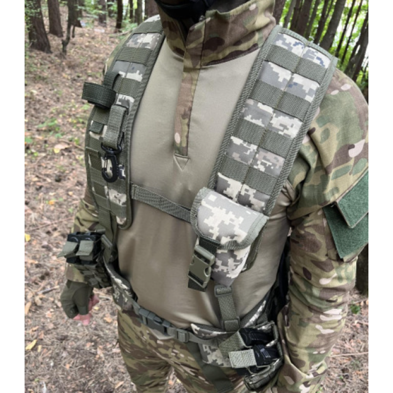 Розвантажувальний пояс з комплектом підсумків тактичний Unloading Belt ремінно-плечова система M (Піксель) розгрузка