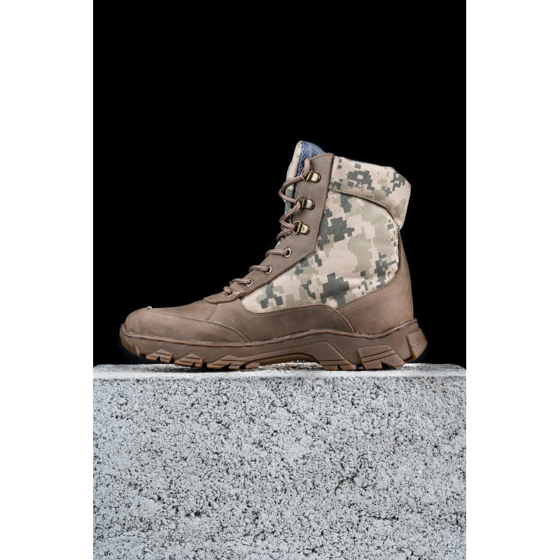 Берці тактичні чоловічі Light Boots 43 (28.5 см) Весна/Літо Шкіра з Кордурою черевики легкі (Піксель)