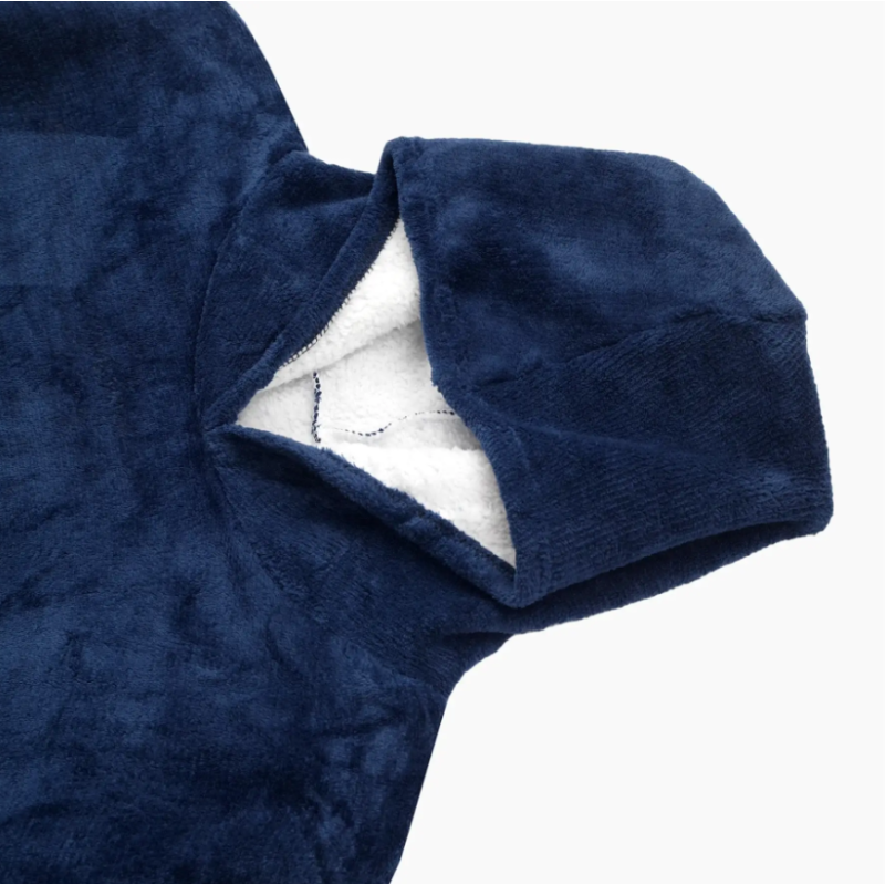 Толстовка з капюшоном - плед Soft Hoodie теплий халат худі One Size (Синій)