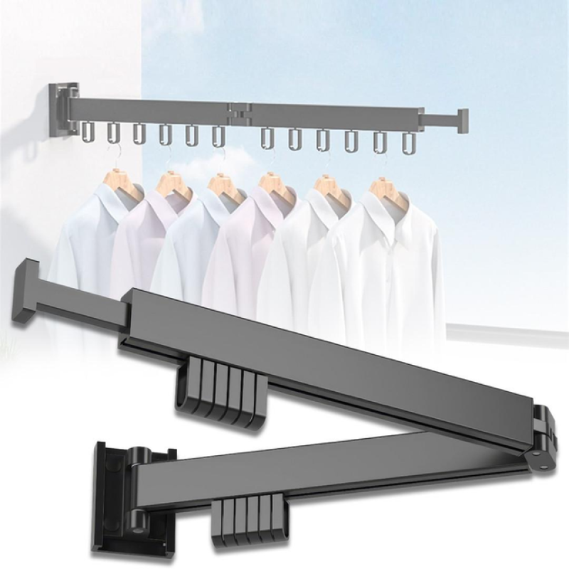 Розкладна настінна вішалка-сушарка Easy Dry 66x23х10х6.5см LS-7829 Black Розкладна настінна вішалка-сушарка Easy Dry 66x23х10х6.5см LS-7829 Black