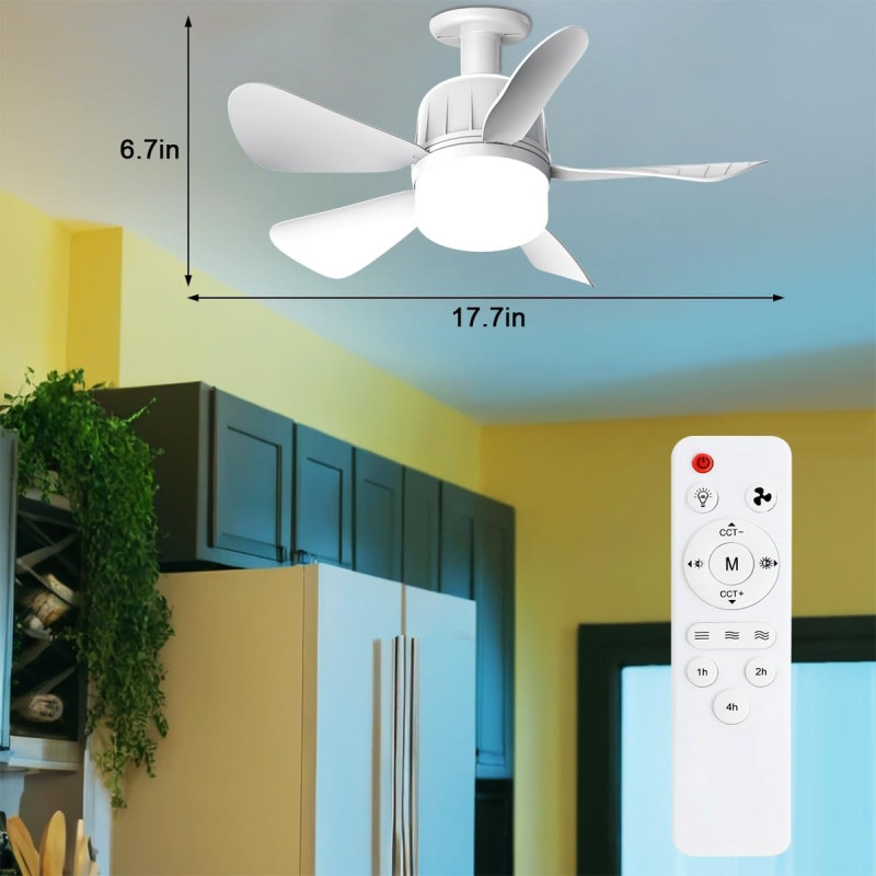 Лампа-вентилятор стельовий з пультом в патрон E30 23W PO-1233 White