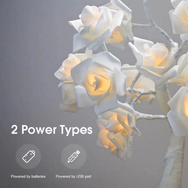 Світлодіодна настільна LED лампа "Дерево кольорова троянда" з теплим світлом від 220V TR-8777 White Світлодіодна настільна LED лампа "Дерево кольорова троянда" з теплим світлом від 220V TR-8777 White