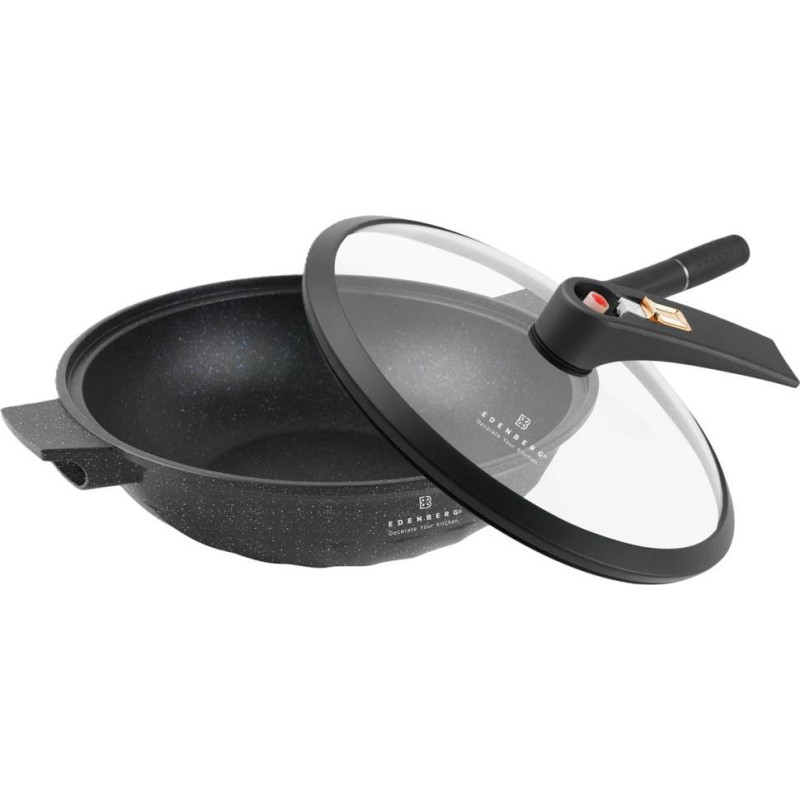 Сковорода 3в1 Вок-Сотейник-Пароварка 32 с.м 4л. гранітне покриття EDENBERG EB-12112 Black