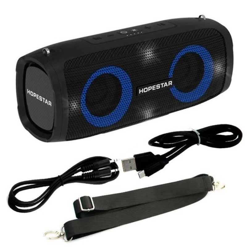 Портативна Bluetooth колонка акумуляторна робота до 5 годин USB/SD Hopestar A6 Party 30Вт Black Портативна Bluetooth колонка акумуляторна робота до 5 годин USB/SD Hopestar A6 Party 30Вт Black