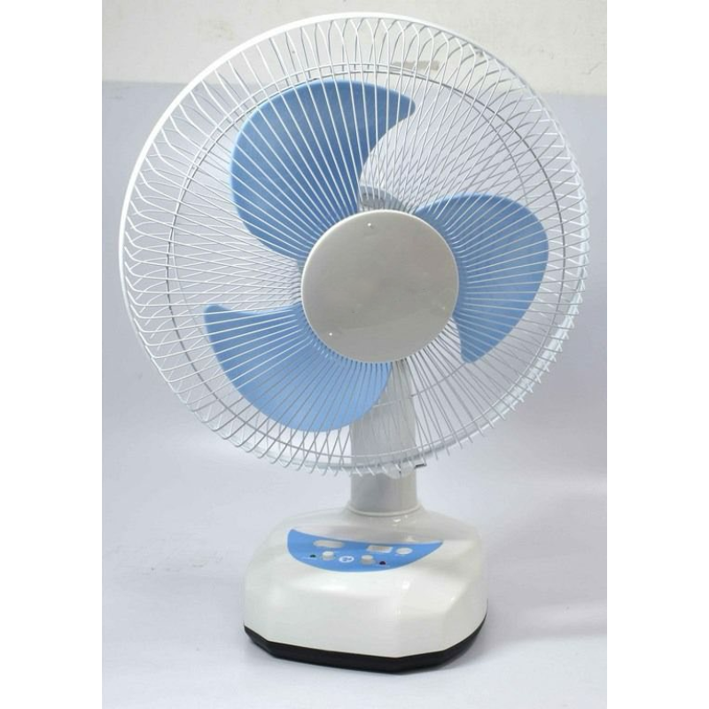 Вентилятор акумуляторний з функцією автообертання з сонячною панеллю і 2 LED лампами Megatop (MG008) White