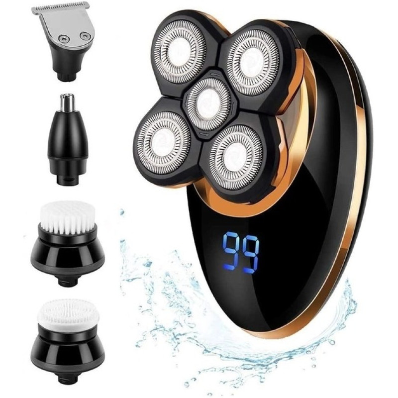 Електробритва бездротова 5в1 тример з плаваючими головками та насадками VGR V-316 5Вт Black/Bronze