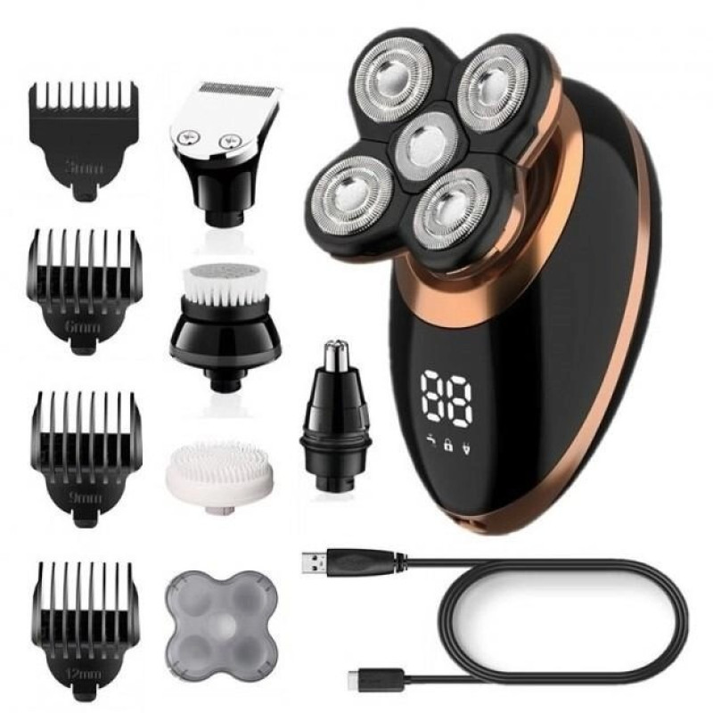 Електробритва бездротова 5в1 тример з плаваючими головками та насадками VGR V-316 5Вт Black/Bronze Електробритва бездротова 5в1 тример з плаваючими головками та насадками VGR V-316 5Вт Black/Bronze