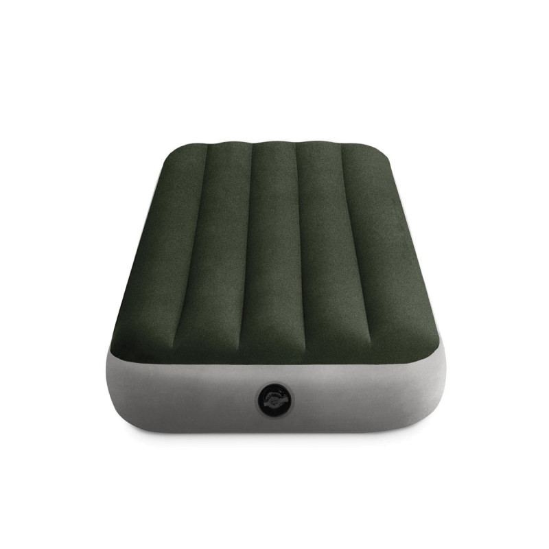Надувний одномісний матрац з електронасосом ПВХ з велюровим покриттям до 136кг Intex 64777 191x99x25см Green