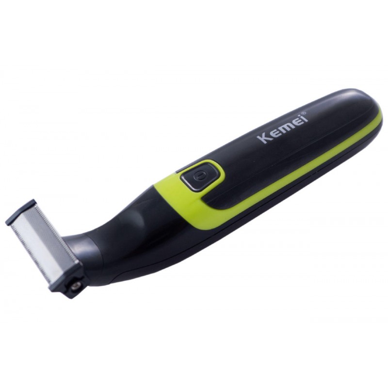 Електробритва акумуляторна чоловіча для вологого та сухого гоління Kemei KM-661 Black/Green