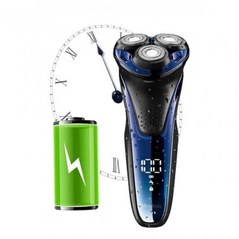 Електробритва для чоловіків роторна VGR V-306 водонепроникна бритва для вологого та сухого гоління Чорно-синій