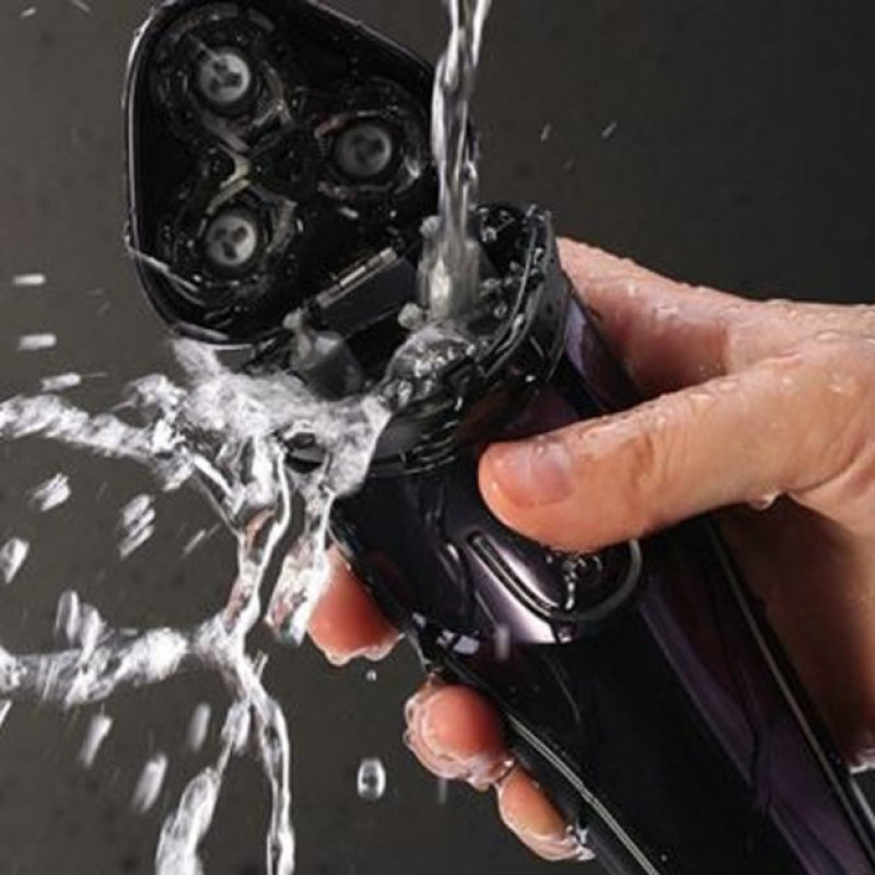 Електробритва для чоловіків роторна VGR V-306 водонепроникна бритва для вологого та сухого гоління Чорно-синій