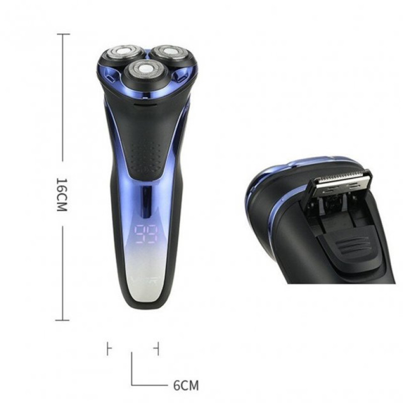 Електробритва для чоловіків роторна VGR V-306 водонепроникна бритва для вологого та сухого гоління Чорно-синій
