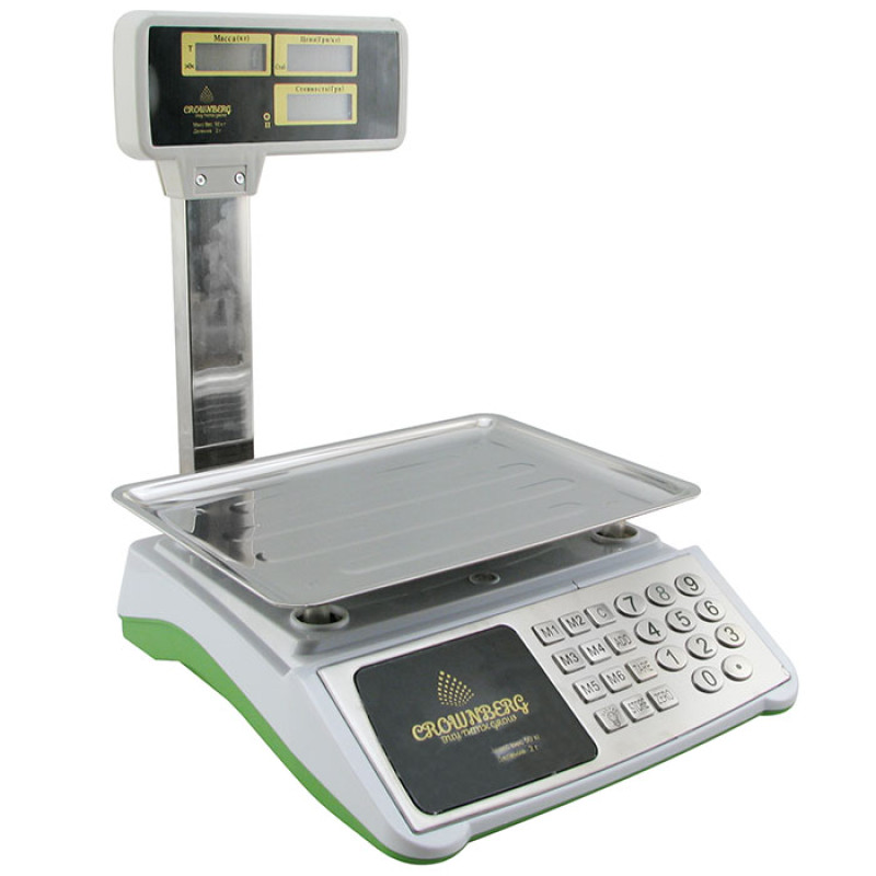 Ваги електронні з дисплеєм пам'яттю на 7 осередків до 50кг Crownberg CB-5008 White/Green