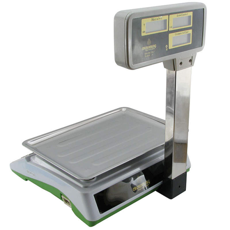 Ваги електронні з дисплеєм пам'яттю на 7 осередків до 50кг Crownberg CB-5008 White/Green