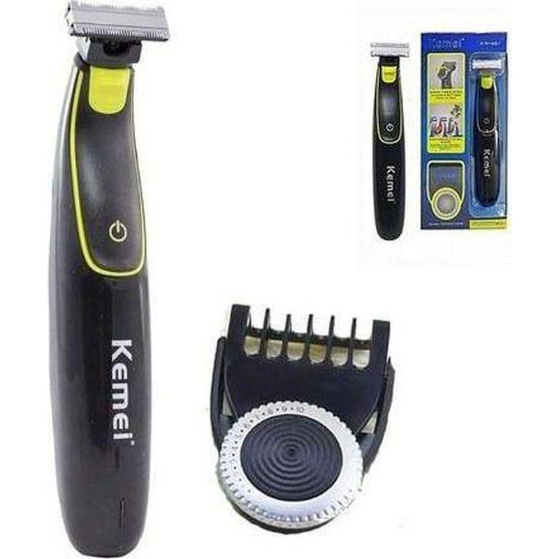 Електробритва акумуляторна чоловіча для вологого та сухого гоління Kemei KM-661 Black/Green