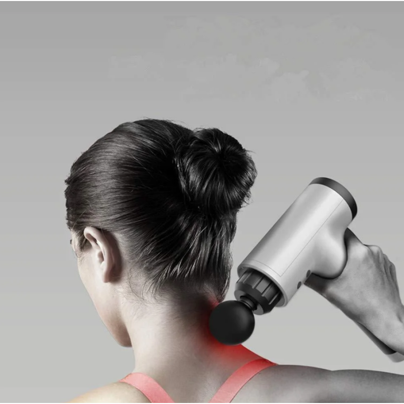 Портативний ручний вібромасажер для м'язів спини і плечей безпровідний Fascial Gun HF-280 White Портативний ручний вібромасажер для м'язів спини і плечей безпровідний Fascial Gun HF-280 White