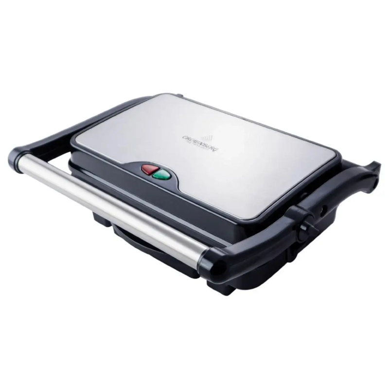 Притискний контактний електричний гриль 750 Вт із ребристим антипригарним покриттям Crownberg CB-1046 Black