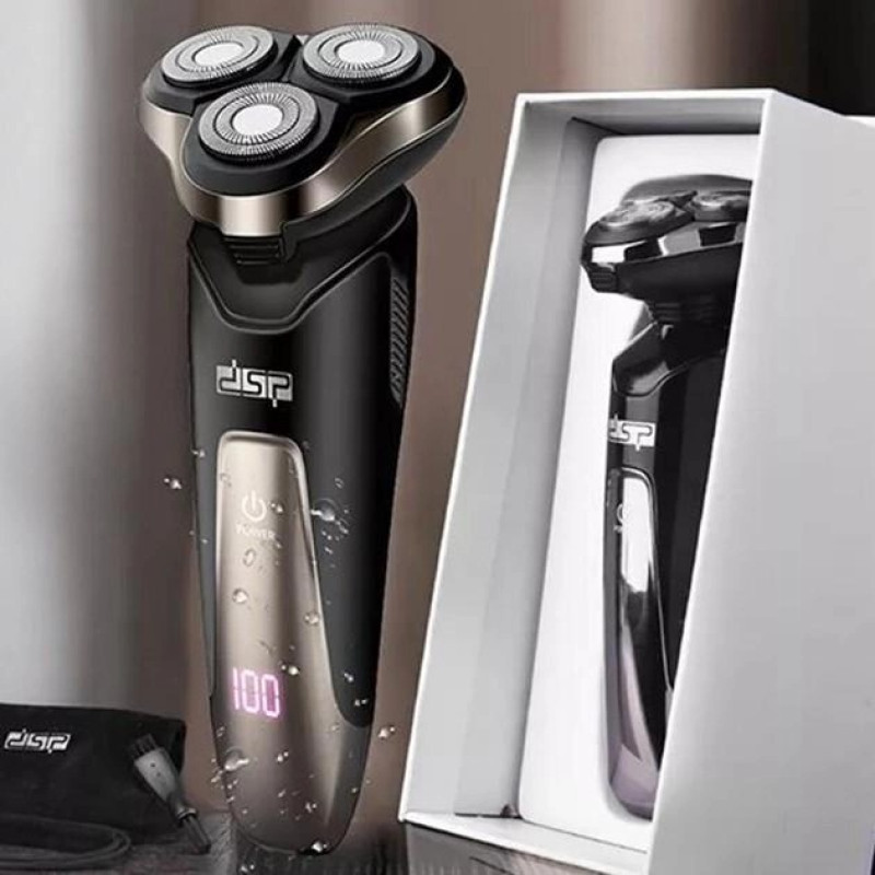 Электробритва с плавающими головками и LED-дисплеем для сухого и влажного бритья DSP 5Вт Black/Grey