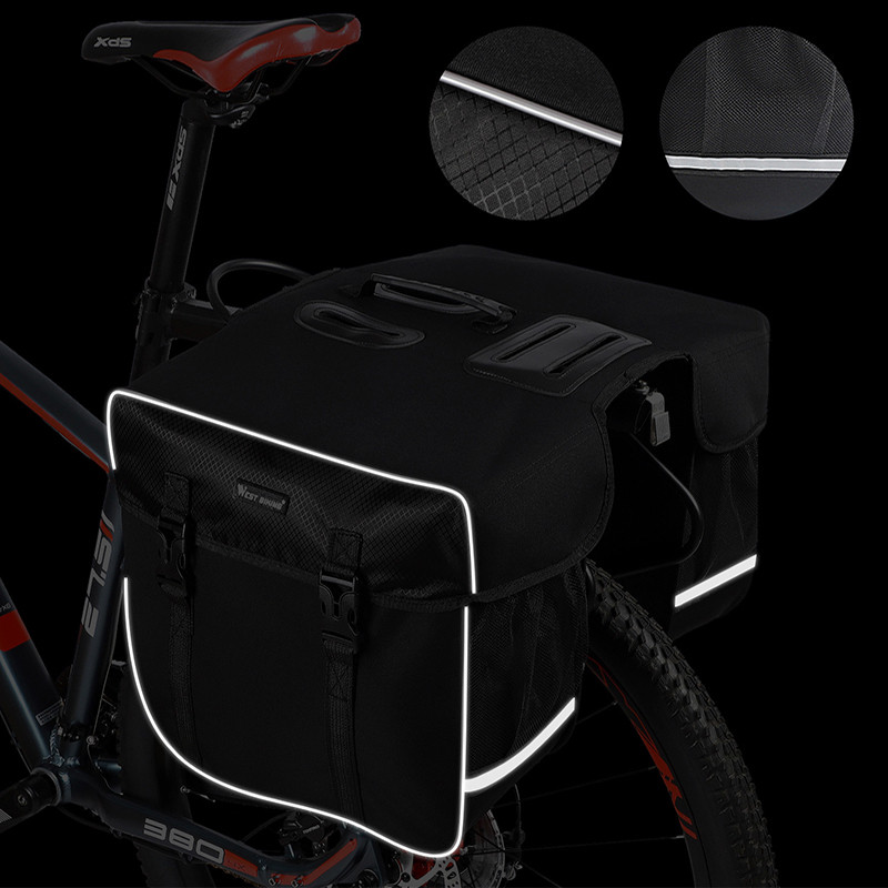 Сумка велосипедна 30л. на багажник з дощовиком West Biking PRO 1230 Black