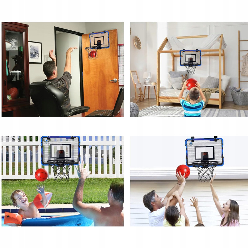 Баскетбольное кольцо 25 см на щите 46-30,5 см с электронным звуковым табло, мячом и насосом