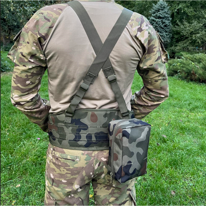 Тактичний розвантажувальний пояс із підтяжками та підсумком Dominator One Size ремінно плечова система розгрузка